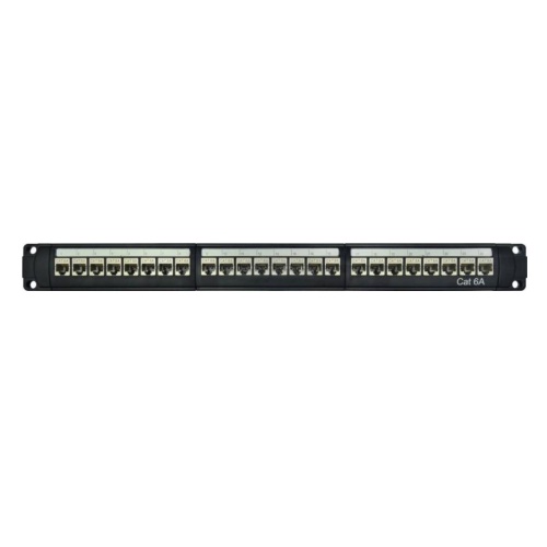 Патч-панель модульная 19", 1U,CAT6A, 24 порта RJ45, экранированная