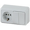 2-702-01 Эл/ус Intro Блок розетка+выкл. двойной гориз. 10(16)А-250В, IP20, ОУ, Quadro, белый