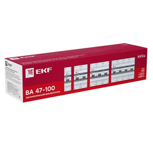 Автоматический выключатель 1P 100А (C) 10kA ВА 47-100 EKF Basic Автоматический выключатель 1P 100А (C) 10kA ВА 47-100 EKF Basic