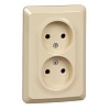 ЭТЮД С/У двойная РОЗЕТКА без заземления без шторок 16А 250B, КРЕМОВЫЙ, Россия