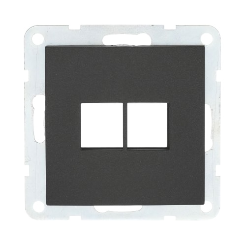 Накладка с суппортом розетки компьютерной и телефонной на 2 входа (черный бархат) БЕЗ разъема LK60 Накладка с суппортом розетки компьютерной и телефонной на 2 входа (черный бархат) БЕЗ разъема LK60