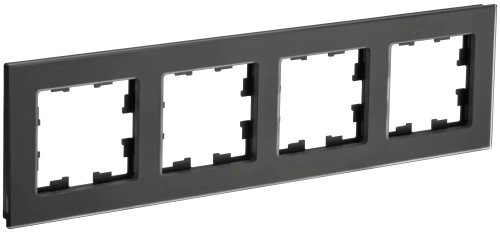 BRITE Рамка 4-мест. РУ-4-2-Бр стекло черн. матовый IEK