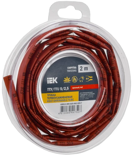 Трубка термоусадочная ТТУ нг-LS 5/2,5 красная (2м/упак) IEK