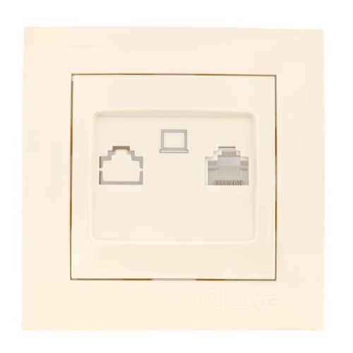 Валенсия розетка компьютерная RJ-45 1-местная кремовая EKF PROxima Валенсия розетка компьютерная RJ-45 1-местная кремовая EKF PROxima