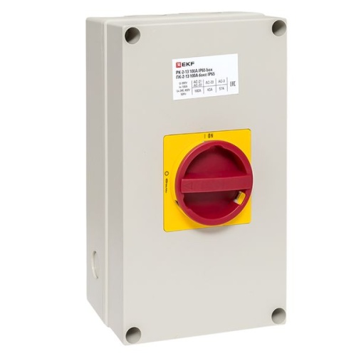 Переключатель кулачковый ПК-2-13 100А 3P "ВКЛ-ВЫКЛ" с блокировкой в боксе IP65 EKF PROxima Переключатель кулачковый ПК-2-13 100А 3P "ВКЛ-ВЫКЛ" с блокировкой в боксе IP65 EKF PROxima