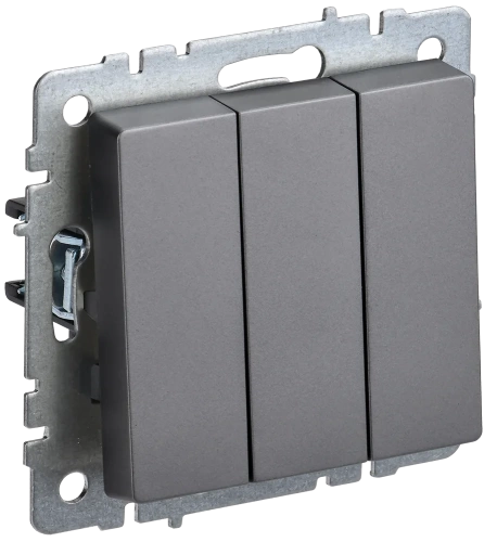 BRITE Выключ. 3-кл. 10А ВС10-3-0-БрС сталь IEK