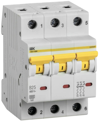 Выкл. авт. ВА47-60M 3Р 25А 6кА B IEK