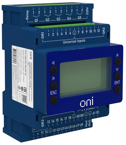 ПЛК 150 Модуль ЦПУ 18 UI 6 UIO 2 UO 7 DO 24В DC с экр-м ONI