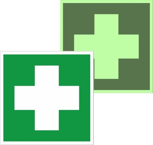 Знак наклейка EC01 "Аптечка первой медицинской помощи" (200x200) фотолюминесцентный EKF PROxima