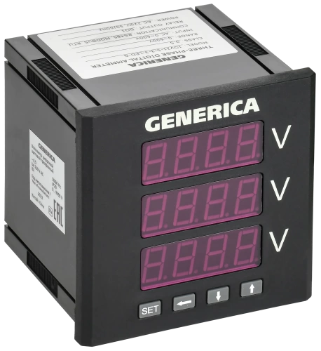 Вольтметр цифр. щит. 3-ф. DO RS-485 96х96 LED GENERICA