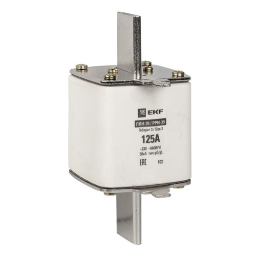 Плавкая вставка ППН-39 630/125А габарит 3 EKF Плавкая вставка ППН-39 630/125А габарит 3 EKF