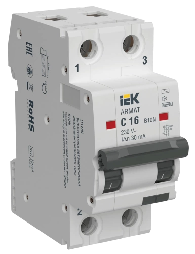 ARMAT АВДТ B10N 2P C16 30мА тип AC IEK ARMAT АВДТ B10N 2P C16 30мА тип AC IEK