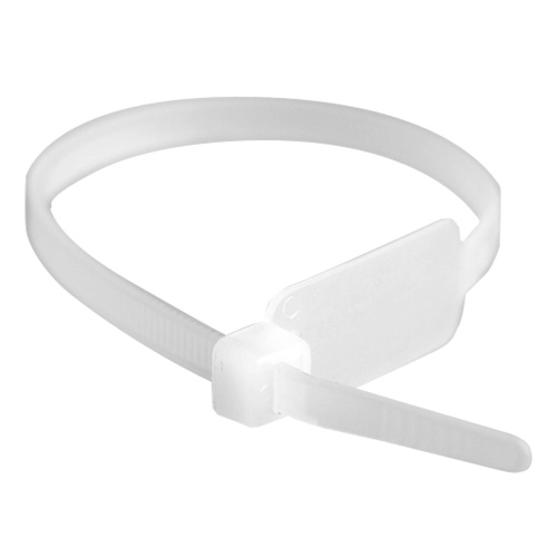 Хомут P6.6 маркировочный, белый 4,8x200, вертикальная табличка под замком 27x12,9