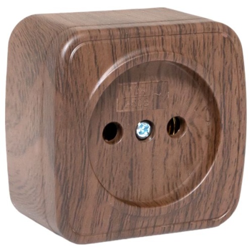 Розетка 1-местная ОП Минск 10А без заземления тёмное дерево EKF Розетка 1-местная ОП Минск 10А без заземления тёмное дерево EKF