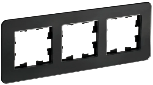 BRITE Рамка 3-мест. РУ-3-2-Бр стекло черн. RE IEK