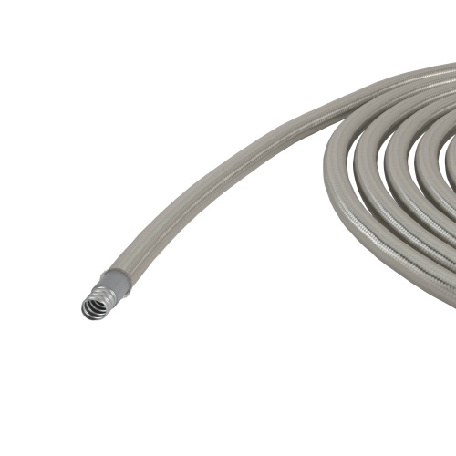 Металлорукав DN 12мм в гладкой SEBS изоляции и оплетке из нержавейщей стали, Dвн 12,0 мм, Dнар 18,0, 50 м