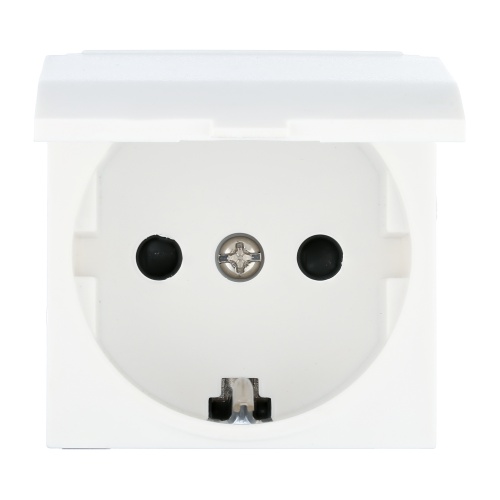Розетка с з/к, шторками и крышкой (белый) LK45