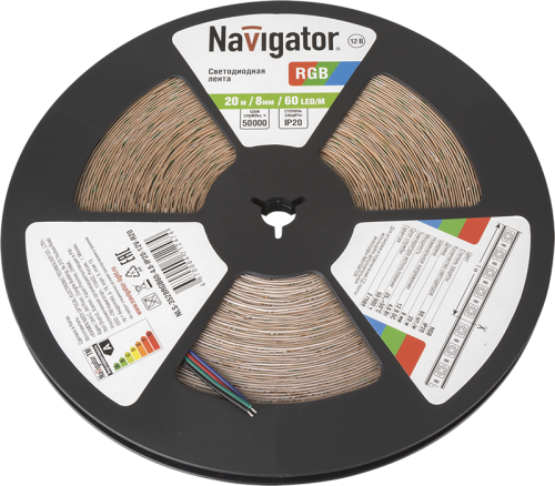 СД Лента Navigator 71 247 NLS-3528RGB60-4.8-IP20-12V-R20
