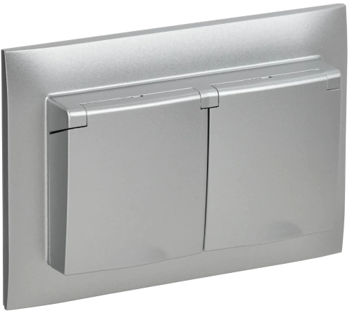 SKANDY Роз. 2-я с кр. 16А в сб IP44 SK-R12S сереб. IEK