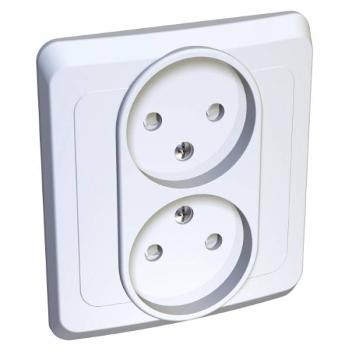 ЭТЮД С/У двойная РОЗЕТКА без заземления со штороками 16А 250B, БЕЛЫЙ, Россия ЭТЮД С/У двойная РОЗЕТКА без заземления со штороками 16А 250B, БЕЛЫЙ, Россия