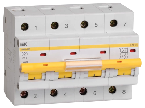 Авт. выкл. ВА47-100 4Р 20А 10кА х-ка D IEK
