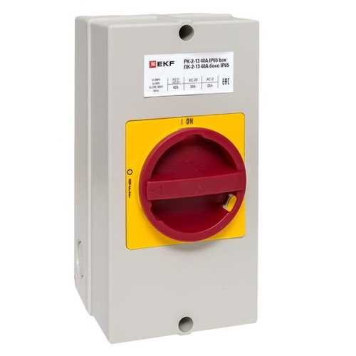 Переключатель кулачковый ПК-2-13 40А 3P "ВКЛ-ВЫКЛ" с блокировкой в боксе IP65 EKF PROxima Переключатель кулачковый ПК-2-13 40А 3P "ВКЛ-ВЫКЛ" с блокировкой в боксе IP65 EKF PROxima
