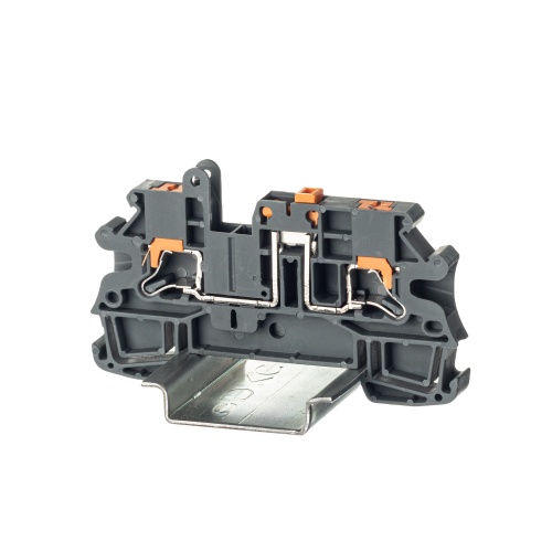 Клемма расцепительная, зажим push-in, 2 точки подключения, 4 кв.мм, серая Клемма расцепительная, зажим push-in, 2 точки подключения, 4 кв.мм, серая