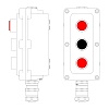 Взрывонепроницаемый пост управления из алюминия LCSD-03-B-MC-L1R(220)x1-P1B(11)x1-P1R(11)x1-PCMB-KAEPM3MHK-26