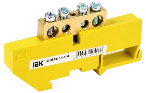 Шина PE "земля" на DIN-изол ШНИ-8х12-4-Д-Ж ИЭК