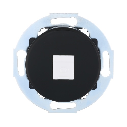 Розетка телефонная RJ-12 с накладкой (черный) Vintage