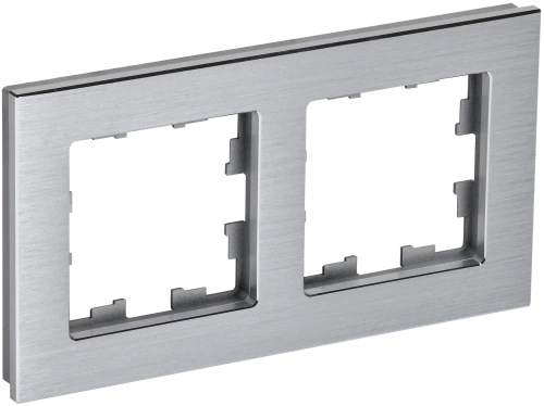 BRITE Рамка 2-мест. РУ-2-1-БрА металл алюм. IEK
