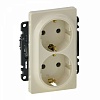 Valena LIFE.Силовая розетка двойная 2х2К+З 16А 250В с лицевой панелью.Безвинтовые зажимы.Слоновая кость