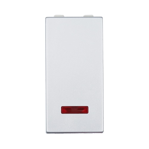 Переключатель с двух мест, с индикатором 45х22,5мм (схема 6L) 16 A, 250 B (серебристый металлик) LK45