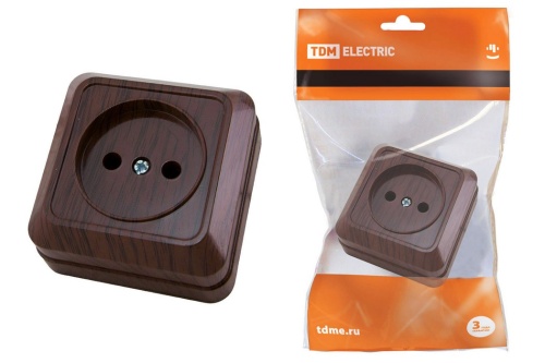 Розетка 2П открытой установки IP20 10А, бук"Ладога" TDM