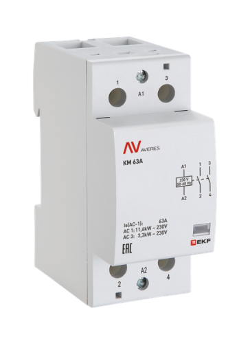 Контактор модульный КМ 63А 2NО 48VAC (2 мод.) AVERES EKF