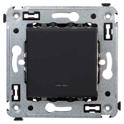 Переключатель одноклавишный в стену, "Avanti", "Черный матовый"