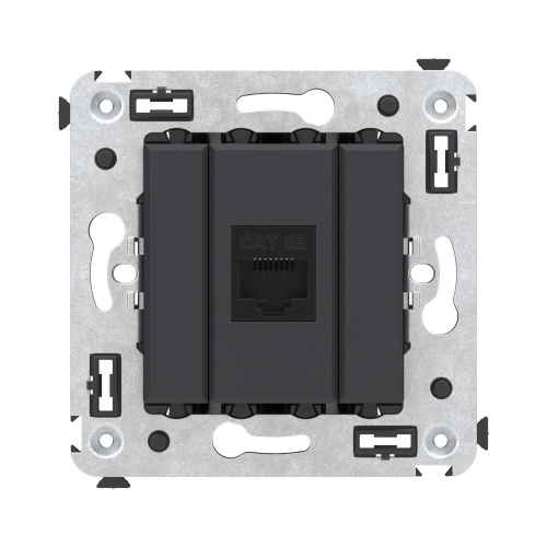 Компьютерная розетка RJ-45 без шторки в стену, кат.5е одинарная, "Avanti", "Черный матовый" Компьютерная розетка RJ-45 без шторки в стену, кат.5е одинарная, "Avanti", "Черный матовый"