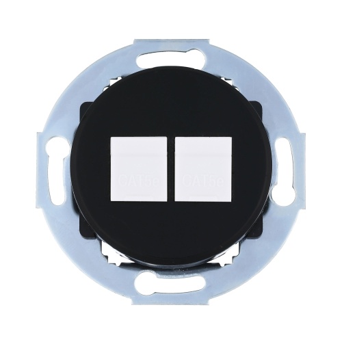 Розетка компьютерная2хRJ-45 кат. 6 с накладкой (черный) Vintage