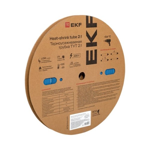 Термоусаживаемая трубка ТУТ нг 12/6 синяя рулон EKF PROxima