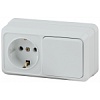 2-701-01 Эл/ус Intro Блок розетка+выкл. гориз. 10(16)А-250В, IP20, ОУ, Quadro, белый