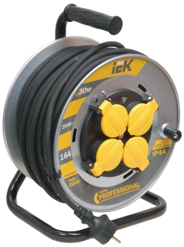 Катушка УК30 на мет с т/з 4 места 2Р+PЕ/30м КГ 3х2,5мм2 IP44 "Professional"