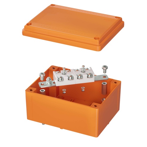 Коробка пластиковая FS с гладкими стенками и клеммниками IP56,150х110х70мм,4р, 450V,32A,10мм.кв, нерж.контакт
