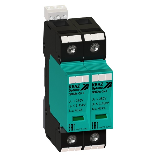 Ограничитель импульсных перенапряжений (УЗИП) OptiDin OM-II-2-280/40 Ограничитель импульсных перенапряжений (УЗИП) OptiDin OM-II-2-280/40