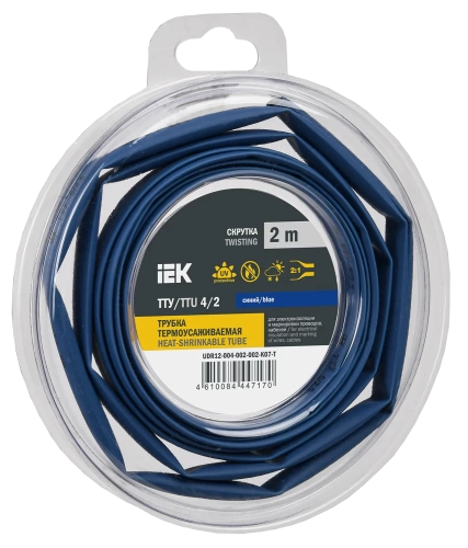 Трубка термоусадочная ТТУ нг-LS 4/2 синяя (2м/упак) IEK Трубка термоусадочная ТТУ нг-LS 4/2 синяя (2м/упак) IEK