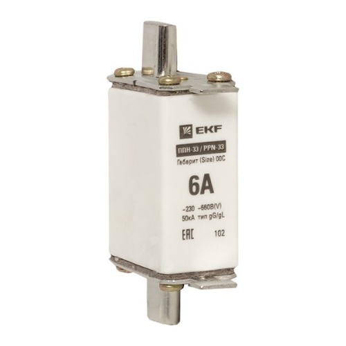 Плавкая вставка ППН-33 100/6А габарит 00С EKF