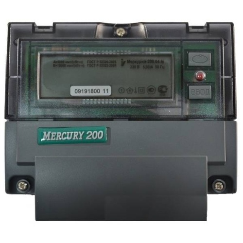 Электросчетчик Меркурий 200.04 5(60)А/230В ЖКИ, CAN, PLC, 2 тарифа