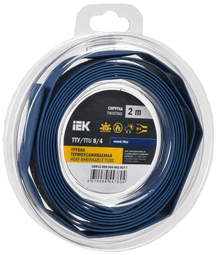 Трубка термоусадочная ТТУ нг-LS 8/4 синяя (2м/упак) IEK