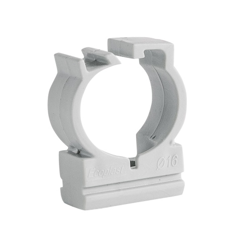 CFC16G Держатель с защелкой для труб D16мм (1уп = 100шт) Экопласт CFC16G Держатель с защелкой для труб D16мм (1уп = 100шт) Экопласт