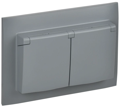 SKANDY Роз. 2-я с кр. 16А в сб IP44 SK-R12Gr сер. IEK