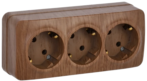 РС23-3-ХД Розет. 3-ая с з/к о/у 16А GLORY дуб IEK РС23-3-ХД Розет. 3-ая с з/к о/у 16А GLORY дуб IEK